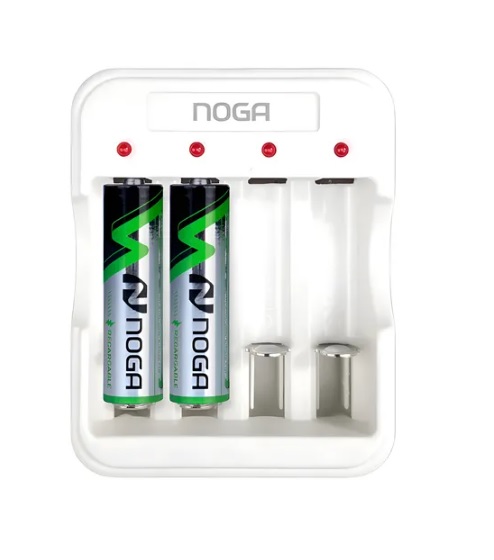 Cargador De Pilas Recargable Noga Usb + 2 Pilas Aa 2700mah