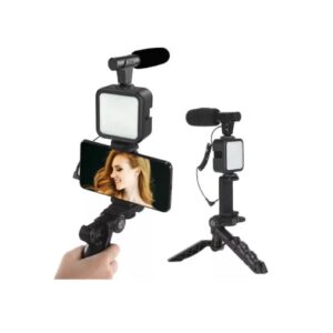 Estabilizador Celular Con Luz Y Micrófono Soporte Bluetooth Color Negro