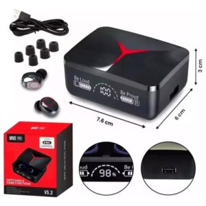 Auriculares Inalámbricos Bluetooth Tws M90 Pro Usb-c In-ear Color Negro