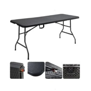 Mesa Plegable 1.80 Mt.envio Valija Maletin Negra Simil Ratan Negro