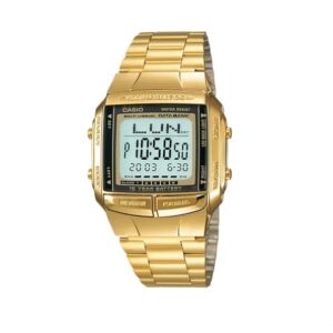 Reloj Retro Dorado Casio Db-360g-9 Data Bank, Bisel Negro
