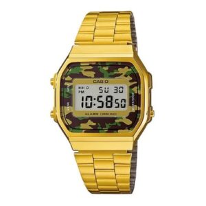 Reloj Pulsera Digital Casio A-168wgg Con Correa De Acero Inoxidable Color Dorado